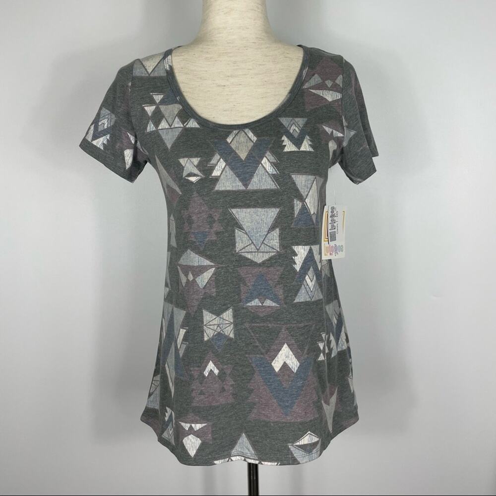 Lularoe Classic T Womens Shirt Scoop Neck High Low Southwest Gray XXS NEW